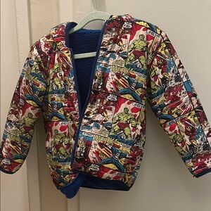 Adidas Comic Print Jacket with Red and Blue Accents